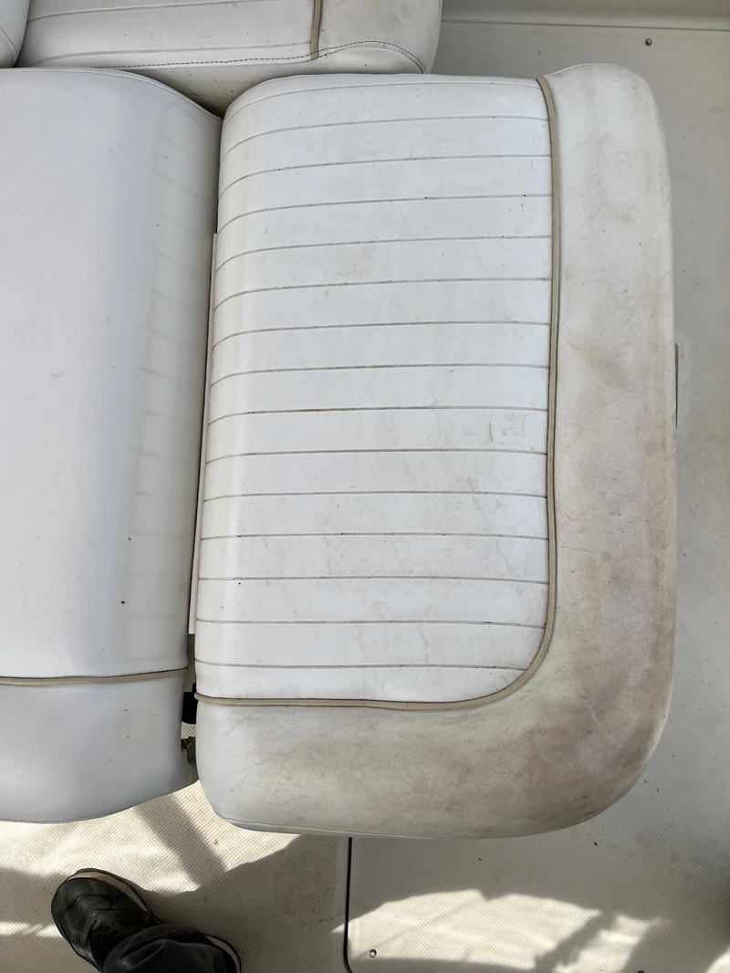 Restored boat seat upholstery