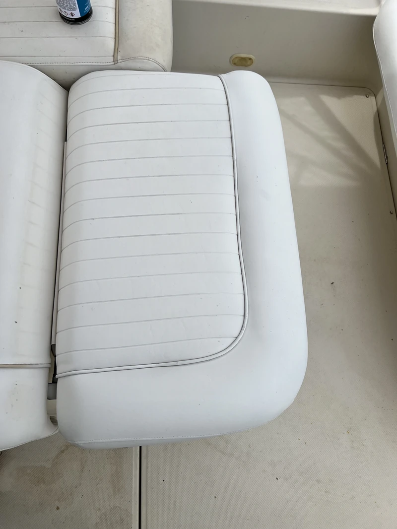 Restored boat seat upholstery