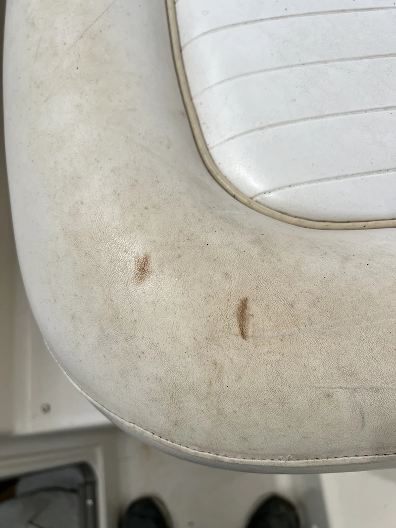 Restored boat seat upholstery